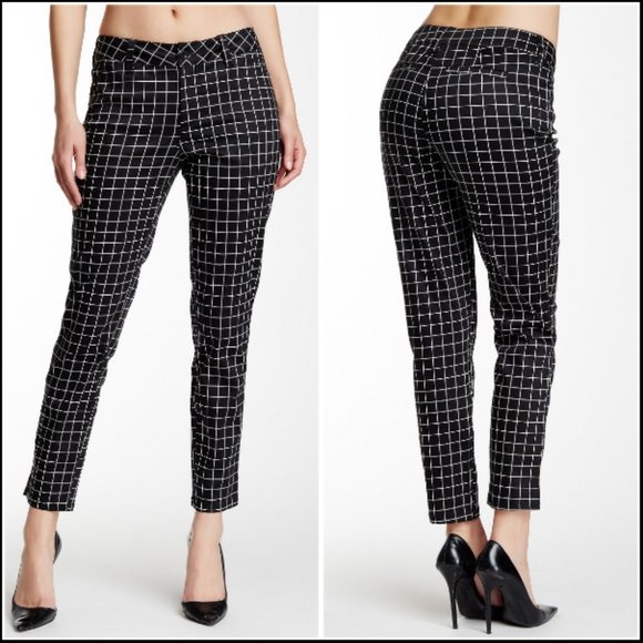NYDJ Pants - NYDJ Women's Black and White Celia Grid Print Trouser#MORL25P321 Size 16